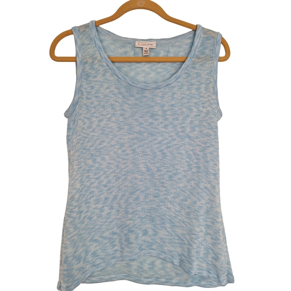 St. John Sport knit sleeveless top tank in navy white size S